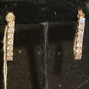 NWT sterling silver 925 stamped CZ linear earrings and convertible and into Hope